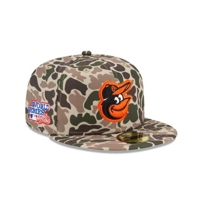 Green Baltimore Orioles Hat - New Era MLB Duck Camo 59FIFTY Fitted Caps USA4572130